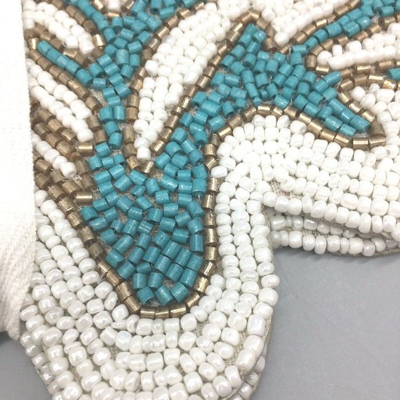 x4 Coastal Collection Beaded Ocean Blue Coral Reef Placemat Set Beach Decor 15" - Picture 7 of 7